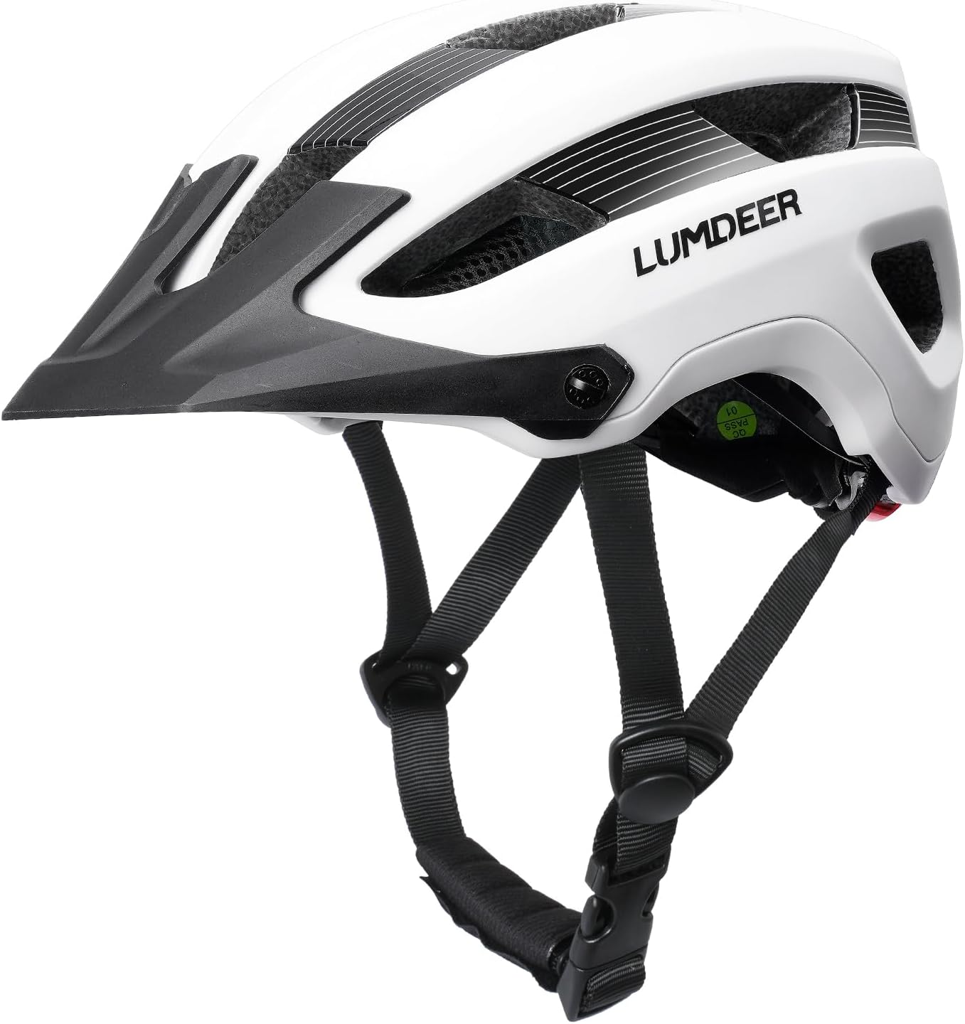 LUMDEER Bike Helmet for Adults - Mountain Bicycle Helmet with Rechargeable Light, Airflow Visor, Lightweight Ajustable Biking Helmet for Men Women