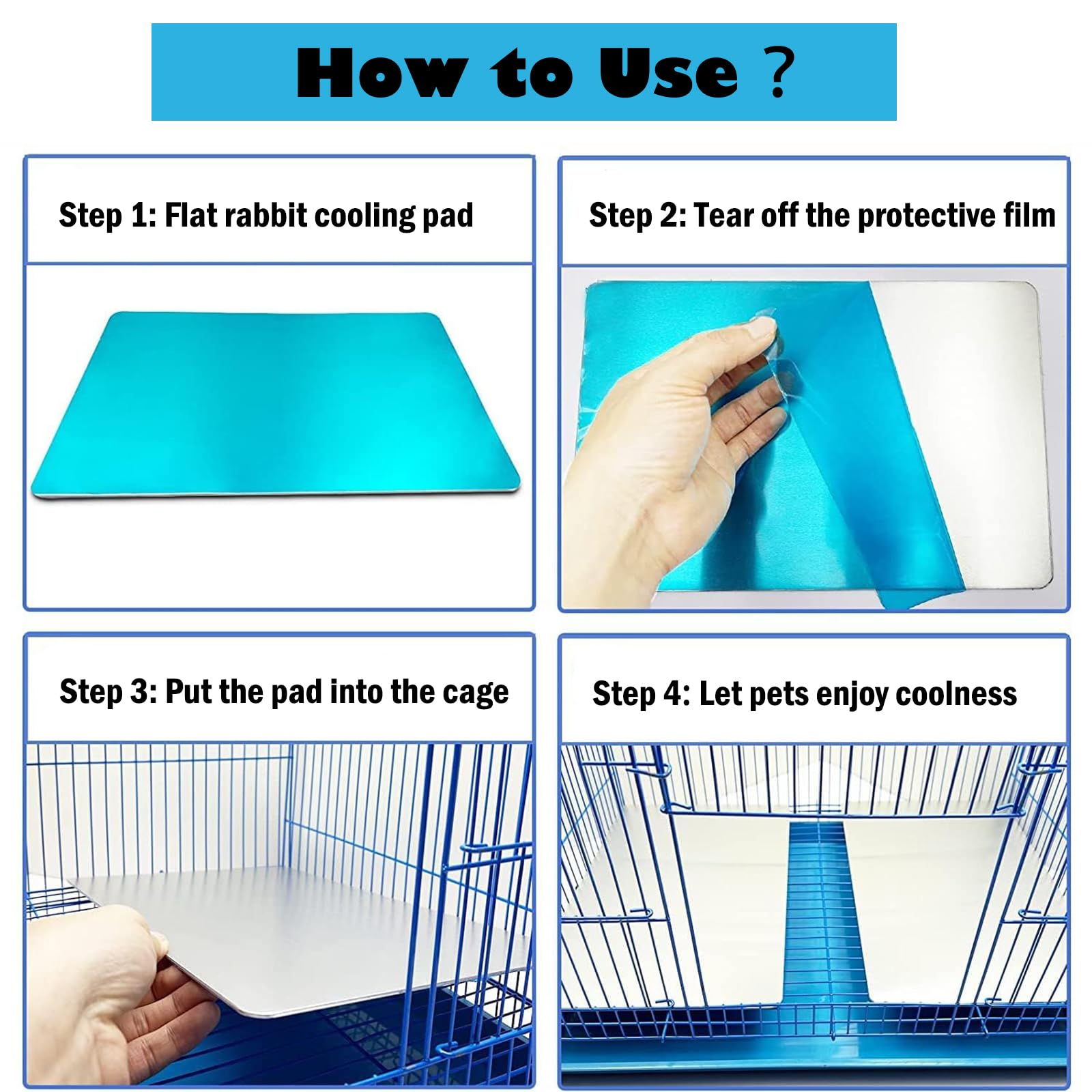 coniglio Cooling Pad, hamster freddo piatto letto di ghiaccio, tappetino di raffreddamento per animali domestici, resistenza al morso lega di alluminio Cool Pads, 12x8 IN
