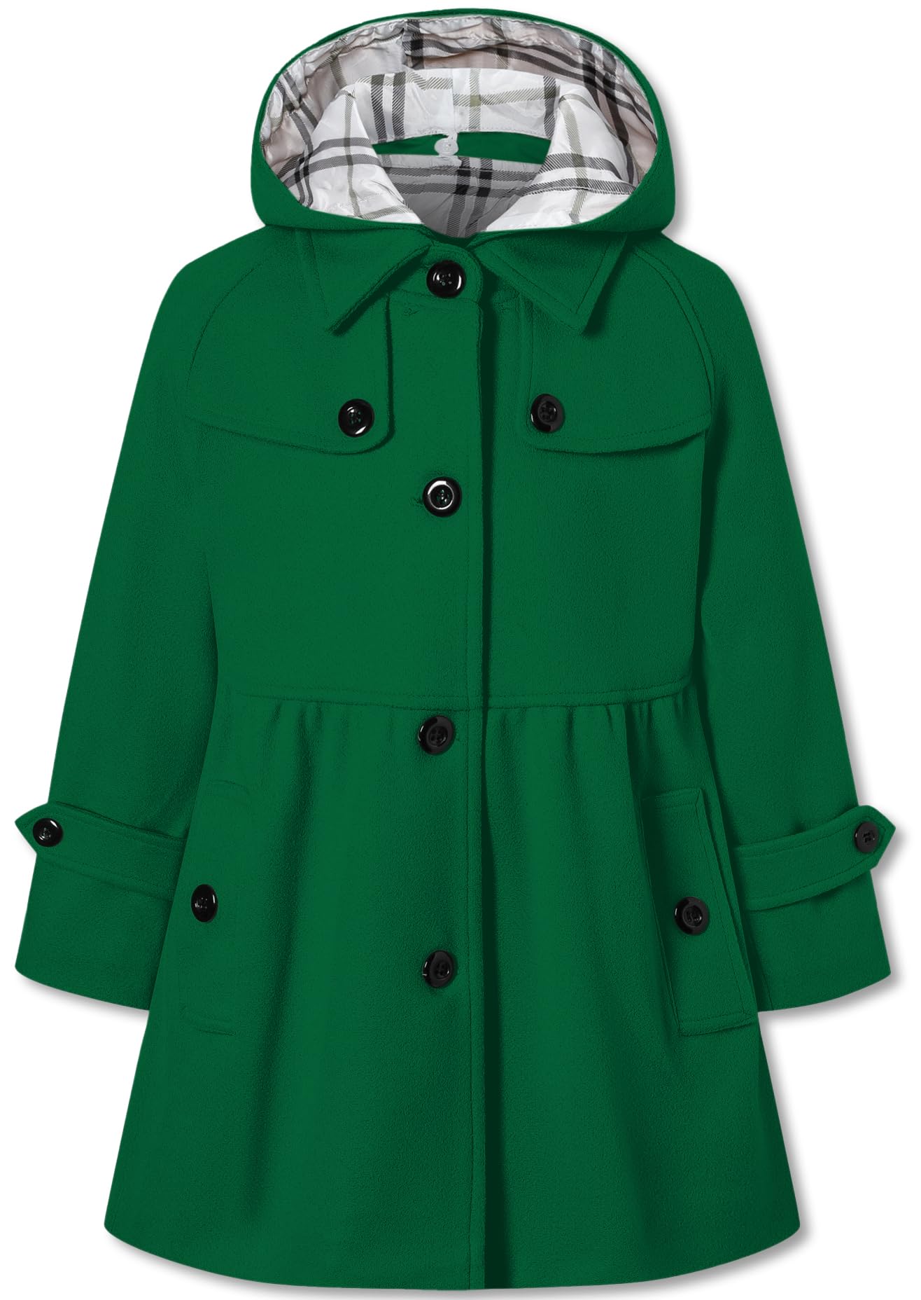 Betusline Girls' Dress Coat Hoodie Wool Blend Coats Fall Winter Peacoat