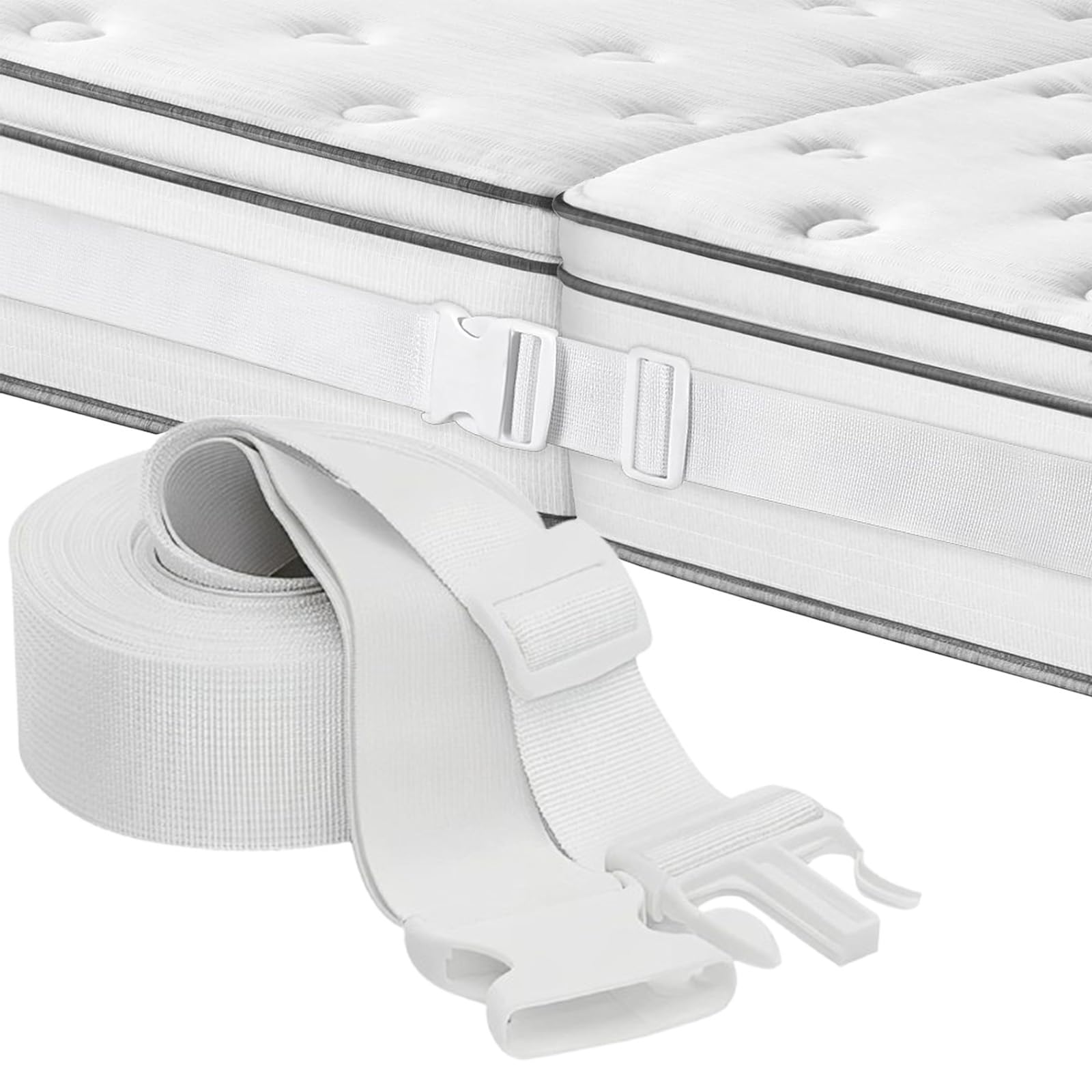 Uchwyt na materac, 10 m x 5 cm, łączący klin do materaca, złącze do materaca, uchwyt stopera, do łóżek podwójnych, złączek do materaca, biały