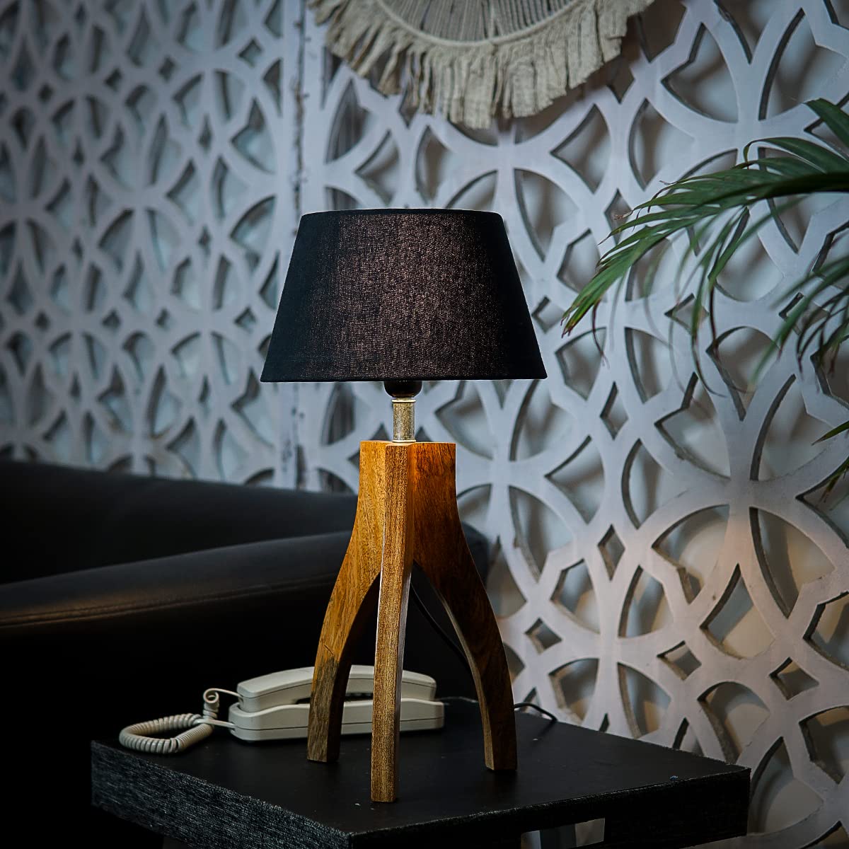 PineCraft International Lupen Table Lamp with Black Color Shade Light Lamp for Bedroom, Study Room, Living Room, Bedside, Side Table Home Decor Gift Item 20 inch Night Lamp