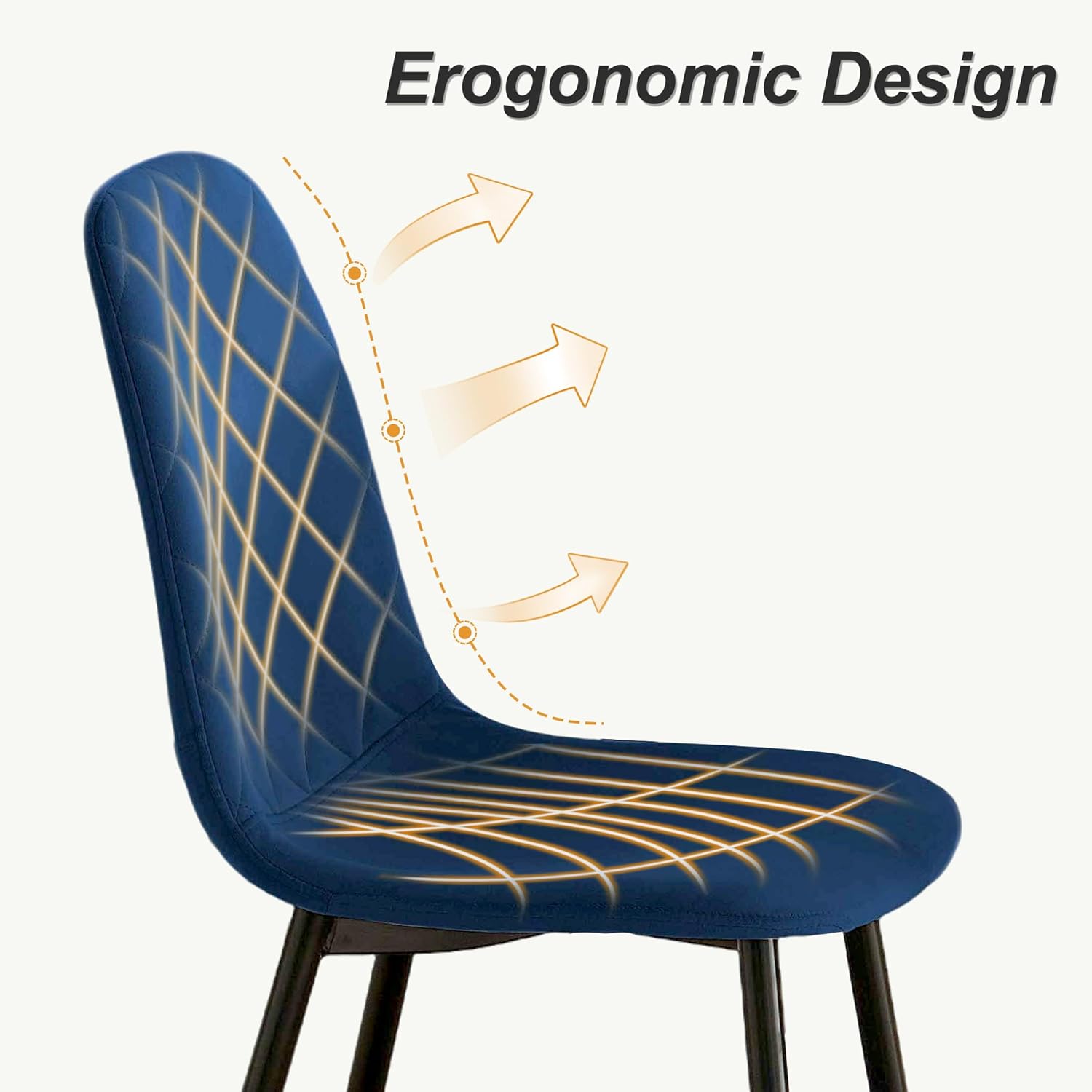 Navy Blue Velvet Dining Chairs Set of 4 - Modern Kitchen Chair with Soft Cushioned Seats & Metal Legs, Decorative Chairs for Living Room Dining Room Kitchen Bedroom
