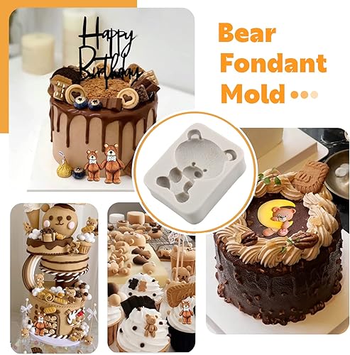 Miniatura 4 de Sijiangmold Moldes de silicona para oso de peluche moldes de silicona para oso de luna oso fondant para decoración de pasteles chocolate caramelo