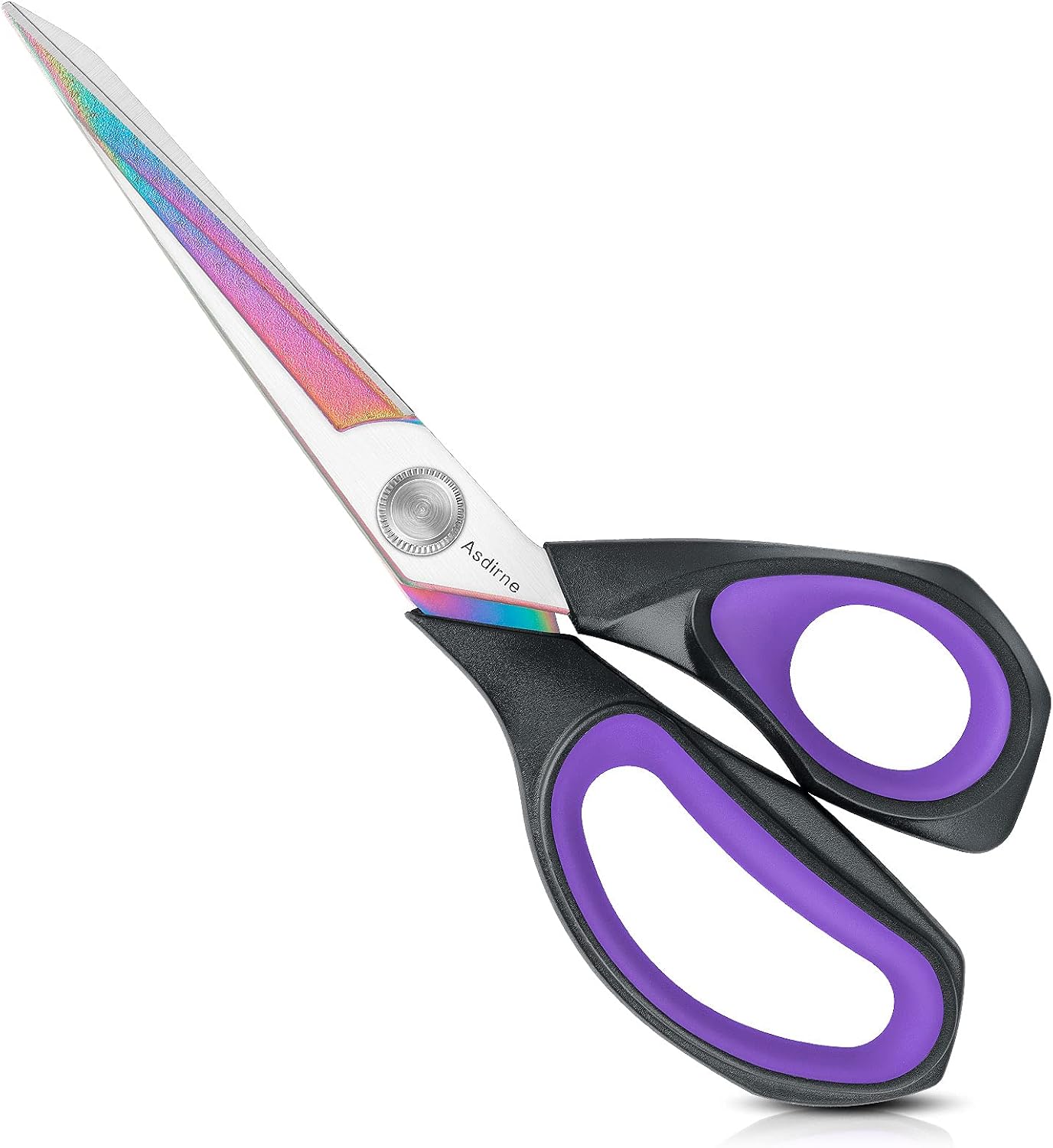 Asdirne Professional Fabric Scissors, Heavy Duty Titanium Coating Sewing Scissors, Ultra-Sharp Blade Fabric Shear, Ergonomic Rubber Handle, Great for Craft, Sewing, Leather Tailor, 9.4”, Black/Purple