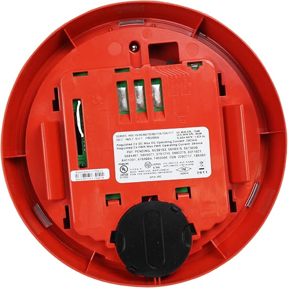 Wheelock HSRC Exceder Ceiling Mount Fire Alarm Signal Horn Strobe, Red, Sleek Modern Aesthetics, Multiple Voltages, 3 Audible settings (90, 95, 99dB)