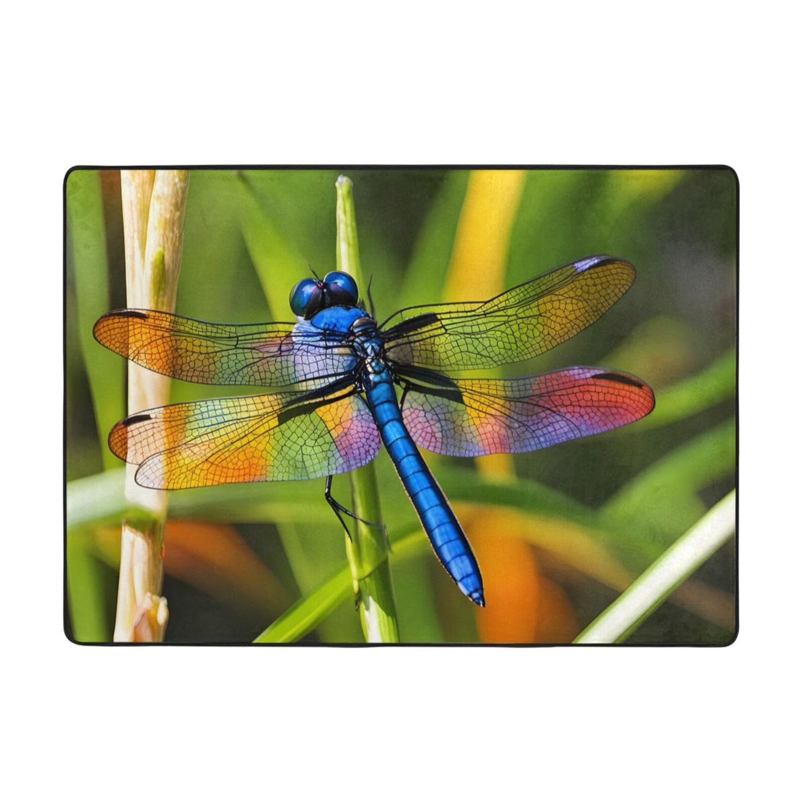 Tapis libellule grand format coloré pour un salon accueillant