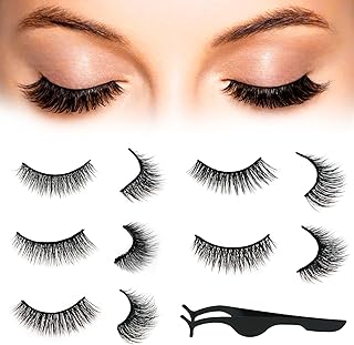 Self Adhesive Eyelashes(5 Pairs), Reusable, Natural Look, Self Sticking No Glue Lashes for Women, Five Styles False Eyelashes Kit