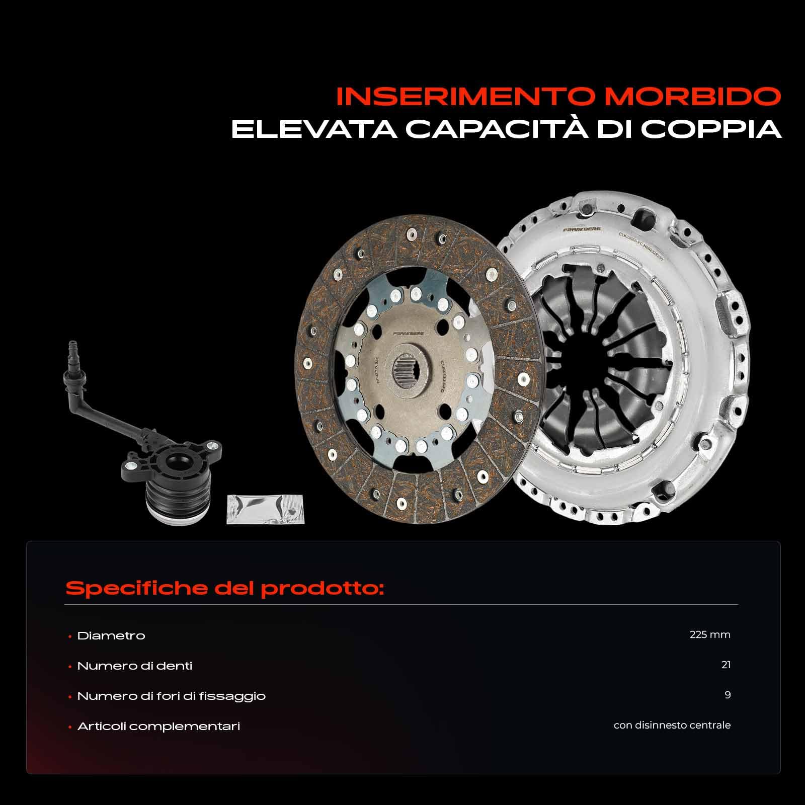 Frankberg Kit Frizione Compatibile con Citan Furgone/MPV W415 2013-2021 | Compatibile con Qashqai +2 I J10 JJ10E NJ10 2007-2013 Duster HS 2010-2018 Clio III BR0/1 CR0/1 2005-2014 Replace# 834276