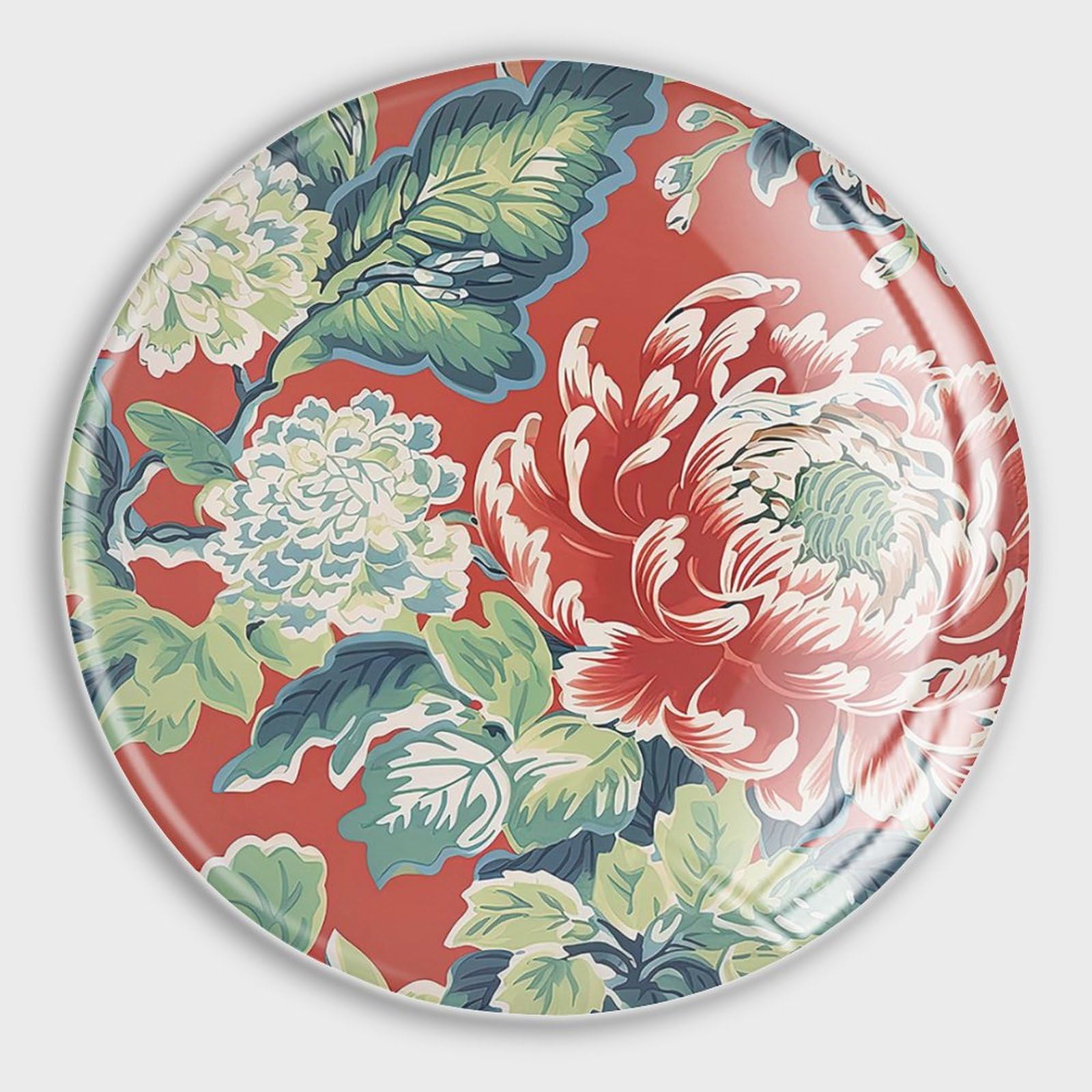 Aimants de réfrigérateur en verre Chinoiserie lot de 4 pivoine rouge