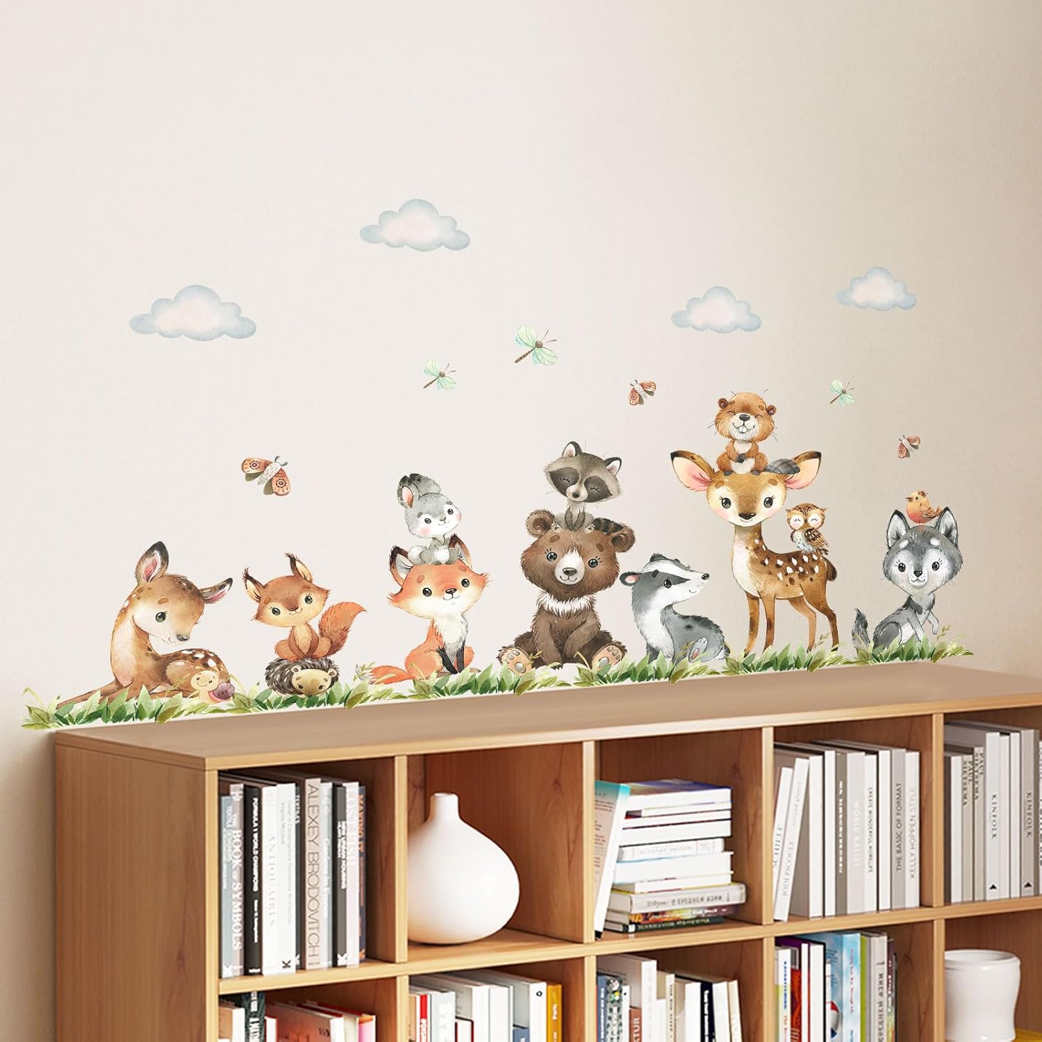 Tanlaby Jungle Animals Wall Stickers Forest Animal Wall Decals Cute Fox Bear Giraffe Self-Adhesive Mural Removable Wall Art Sticker for Baby Nursery Kids Bedroom Playroom Daycare Classroom Decor - Image 3