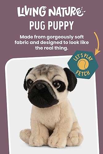 Miniatura 2 de Living Nature Pug Puppy - Animal de peluche  Animal de perro esponjoso  Regalo de juguete suave para niños  6 pulgadas