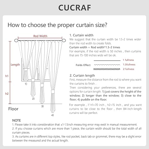 Miniatura 9 de CUCRAF Cortinas opacas cortas para oscurecer la habitación, paneles de cortina para ventana, bolsillo para cortinero, cortinas sólidas con