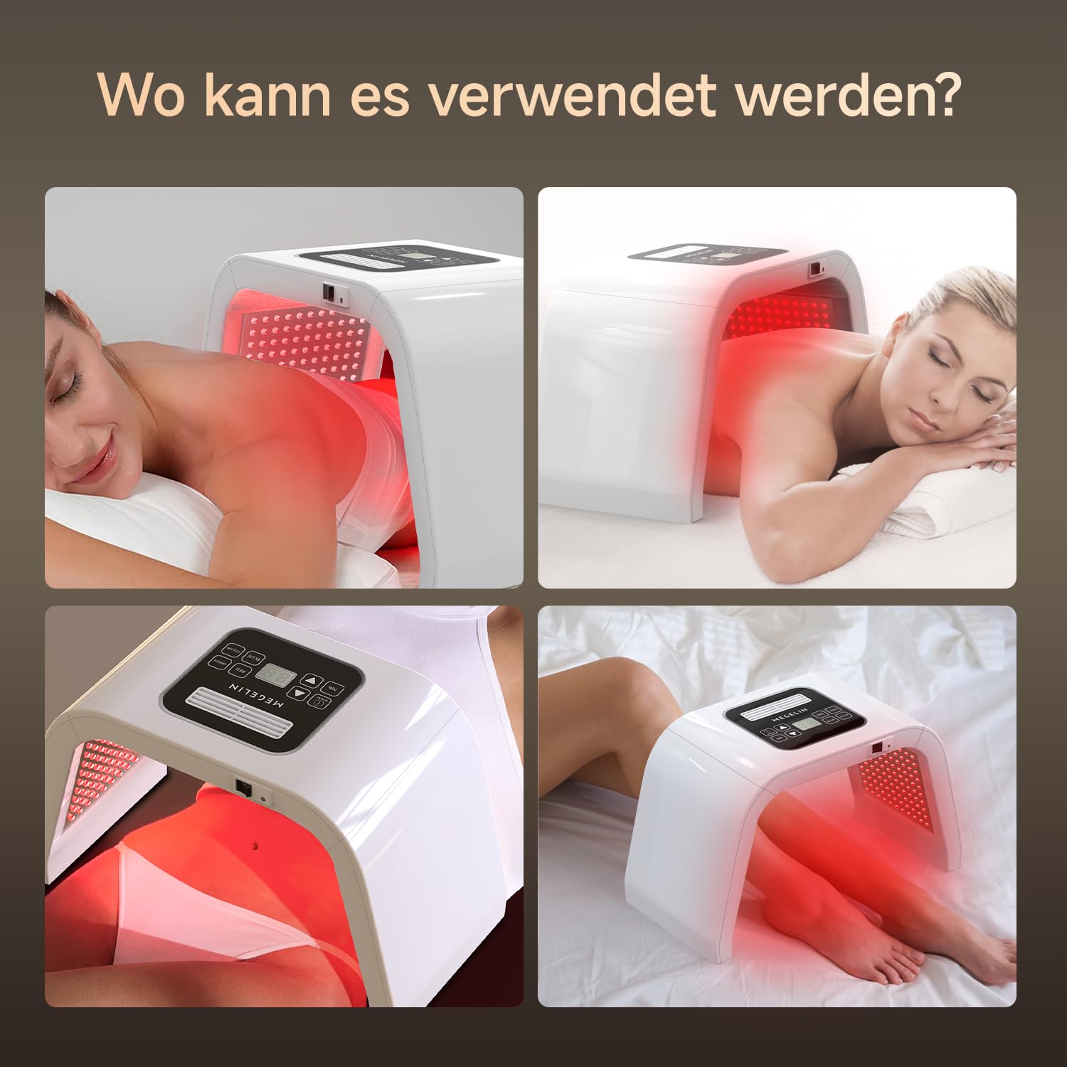 MEGELIN LED Lichttherapiegerät mit 8 Farben, U-förmige Infrarot Rotlichtlampe für Gesicht,Lichttherapie LED-Gesichtsmaske, Rücken & Körper