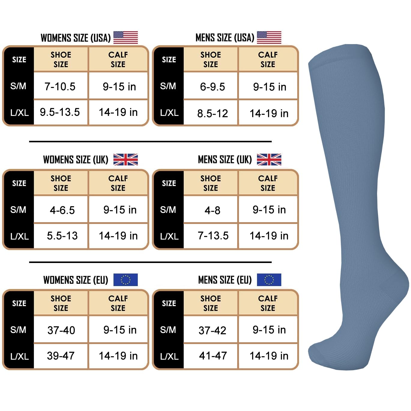 ACTINPUT 2 Pares Medias de Compresion Mujer y Hombre, Calcetines Compresivos Enfermera para Running, Trabajo, Ciclismo, Trotar, Correr, Deporte, Volar