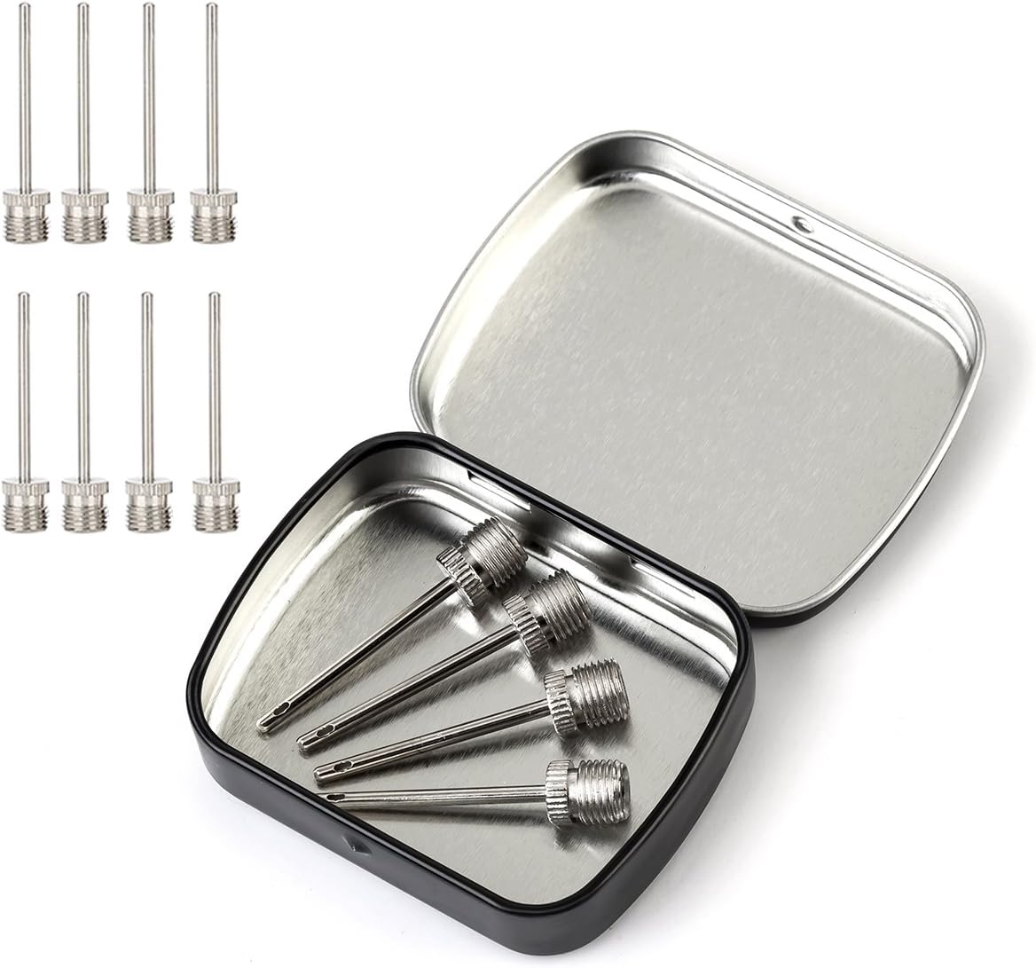 MIRACOL 12 Pack of Ball Pump Inflating Needles with Tin Container Storage Box, US Standard Replacement Needles