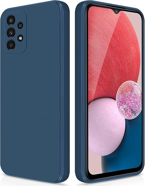 GiiYoon Case Compatible with Samsung Galaxy A13 4G, Silky-Soft Touch Full-Body Protective Phone Silicone Case, Shockproof Cover with Microfiber Lining, Blue