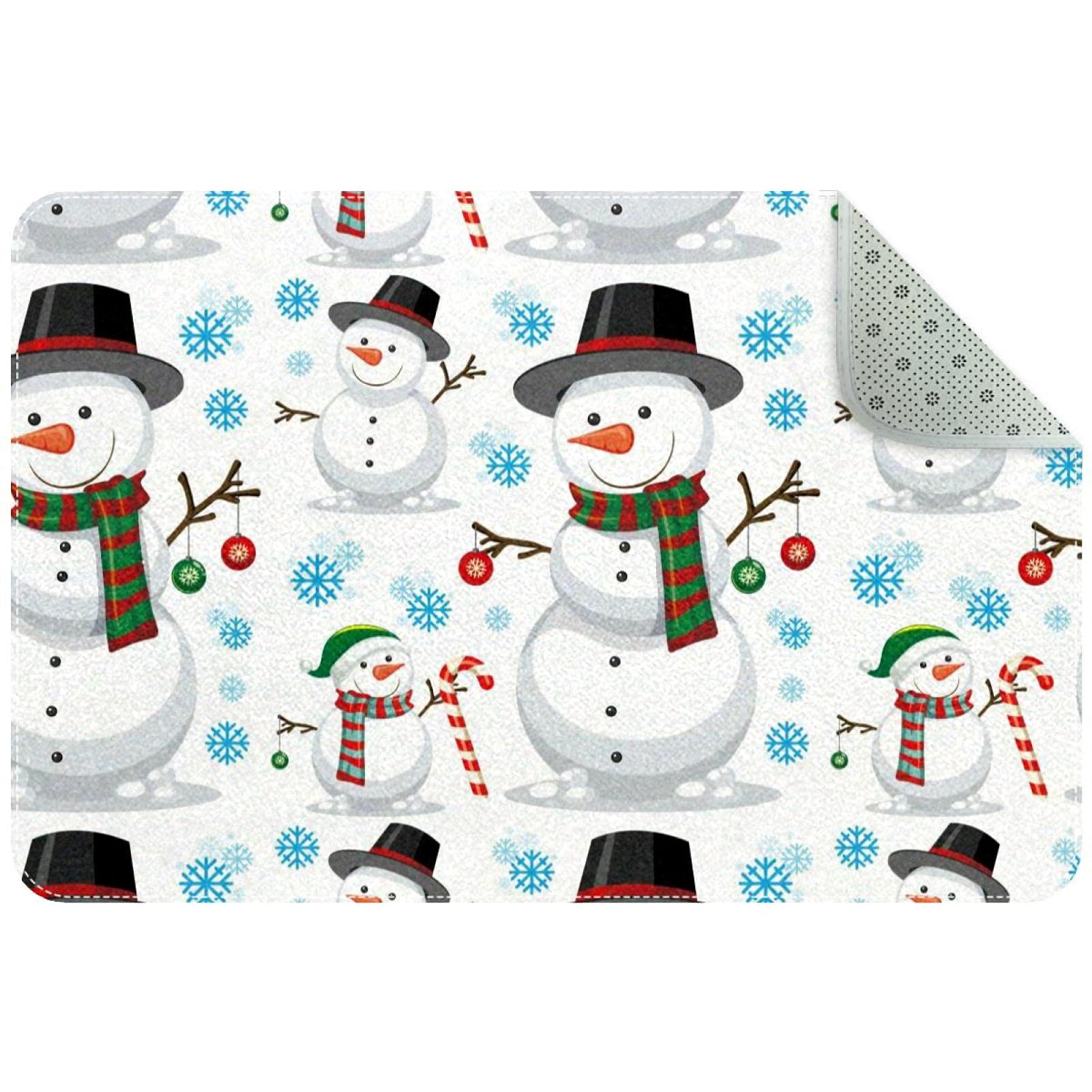 Paillasson de Noël bonhomme de neige bleu personnalisé pour entrée maison