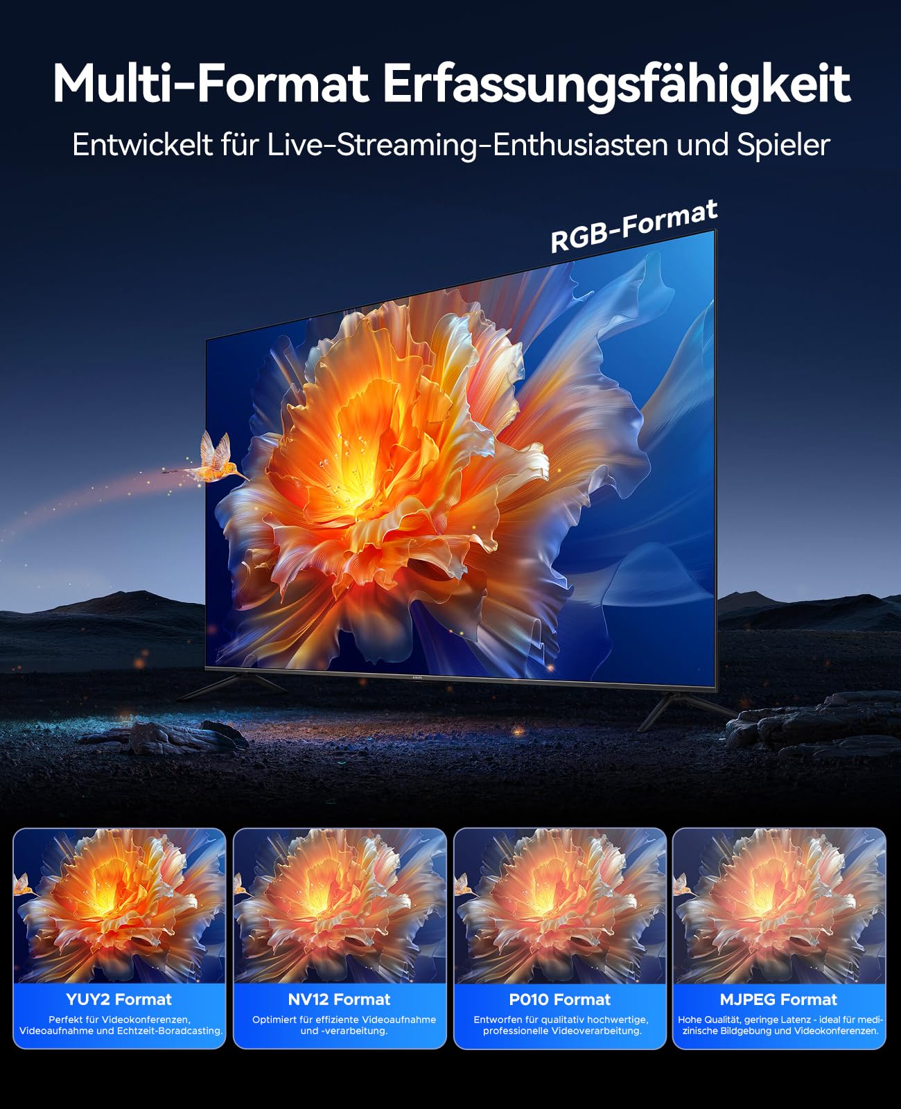 ORICO IS6 4K Portable HDMI Capture Card für Streaming, Dual 4K@60Hz Eingänge, USB-C mit Audioanschlüssen, kompatibel mit PS5, Xbox, Switch, OBS Recording, funktioniert mit PC, Mac, Laptop, iPad