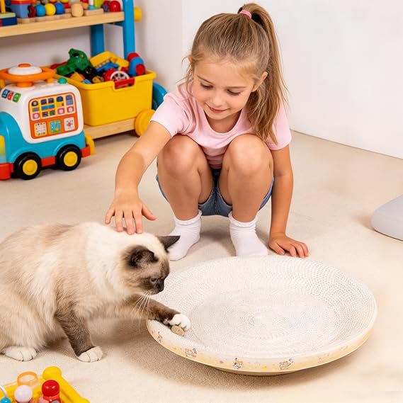 Cat Scratching Board | Round Oval Non-Slip Furniture Protector | Cat Scratching Pad Pet Bed,for Pet Grinding Claw Sleep Play Indoor Home Apartment Living Room