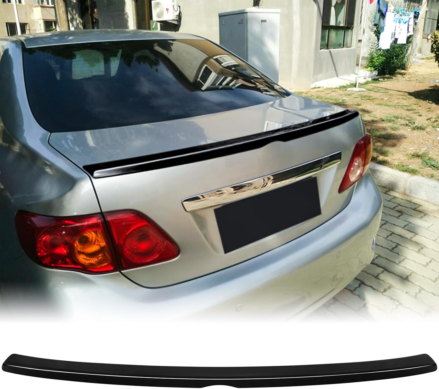 Rear Spoiler Wing Compatible with 2009 2010 2011 2012 2013 Toyota Corolla CE LE Base Stylish Trunk Spoiler Wing Tail Lip Glossy Black