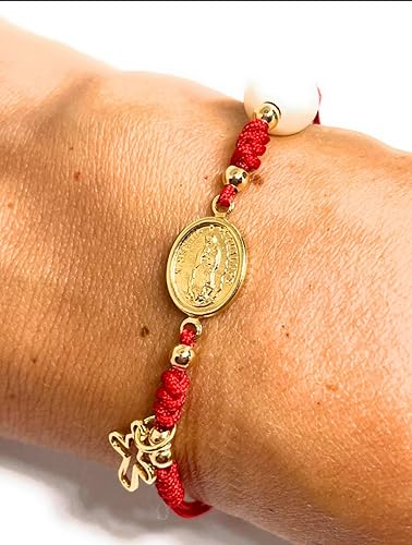 Miniatura 3 de Red String Bracelet Guadalupe Virgin with Cultured Freshwater Pearl for Women - Pulsera roja virgen de guadalupe y Perla cultivada - Vero Silva