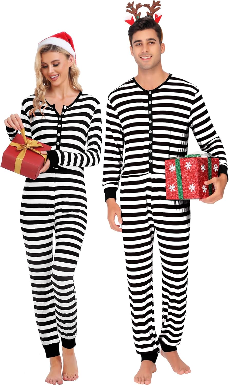 SWOMOG Womens Matching Family Onesie Pajamas Sets Christmas