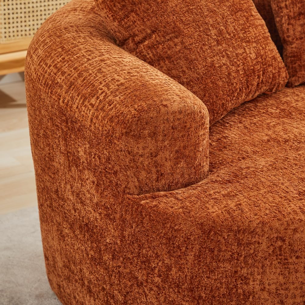 64-Inch Curved Boneless Love Seat Couches in a Box, Modern 2 Seat Floor Foam Cloud Sofa Chenille Curved Loveseat Couch W/Tight Backrest for Home Apartments | No Assembly Required, Non Slip