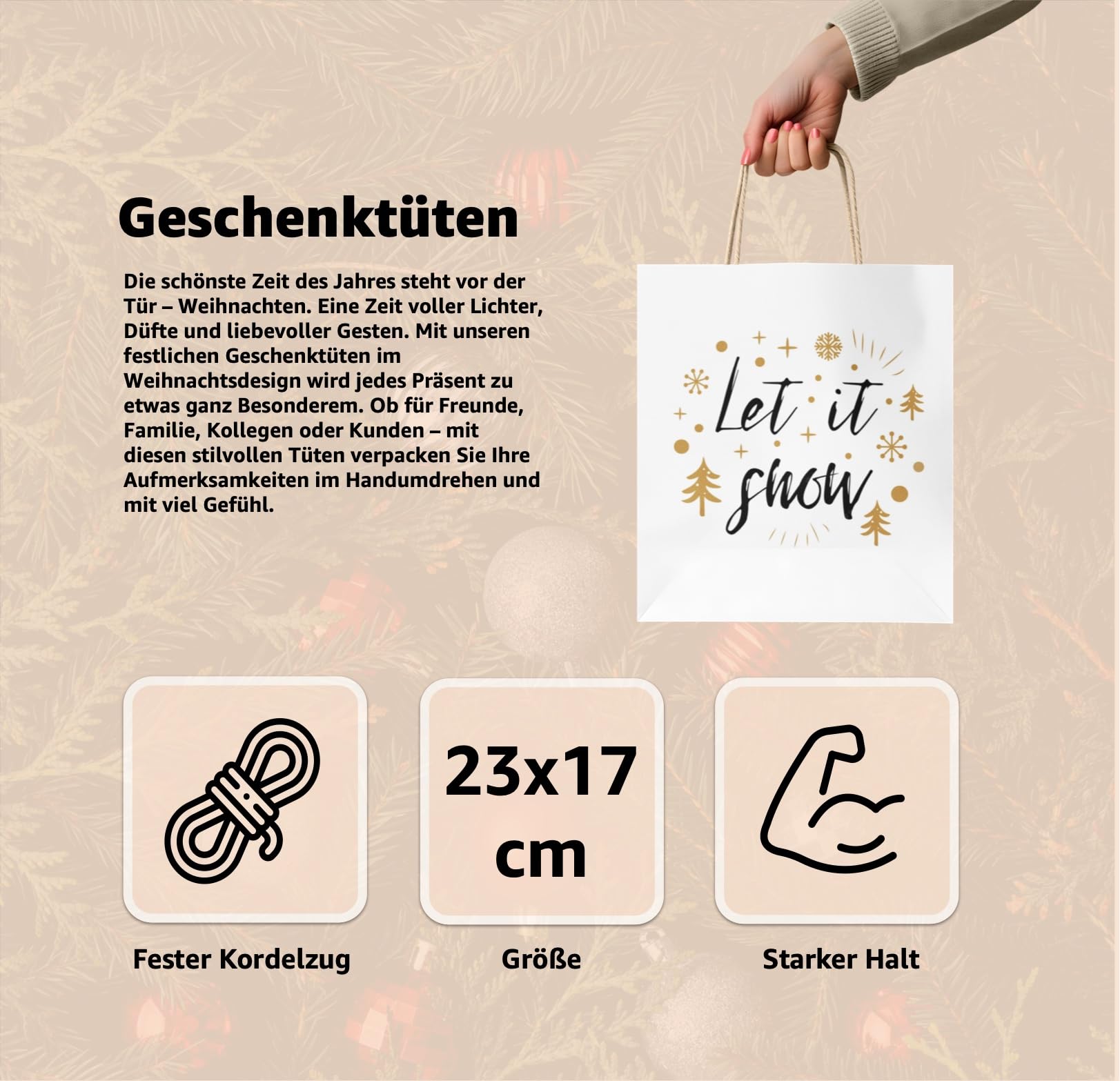 60 XXL-Geschenktaschen für Weihnachten: Weihnachtstüten ideal für Geschenkverpackungen