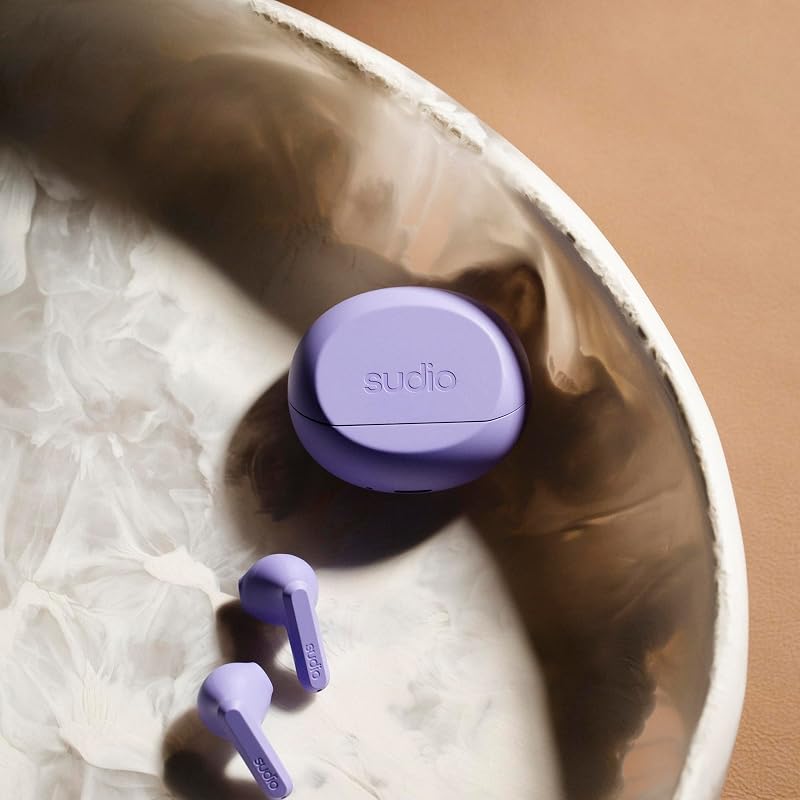 Sudio A3 All-Day Wireless Earbuds – 25H Playtime, Bluetooth 5.4, Sweat & Splashproof, Balanced Sound, Clear Calls with Enhanced Mics, USB-C Charging, Made from Recycled Plastics (Purple) image 5