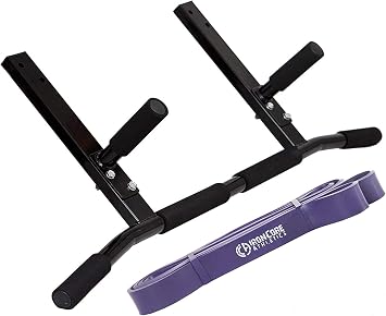 Joist Mount Pull Up Bar with Purple Pull Up Assist Band - Heavy Duty Joist Mount Pull Up / Pull Up Bar