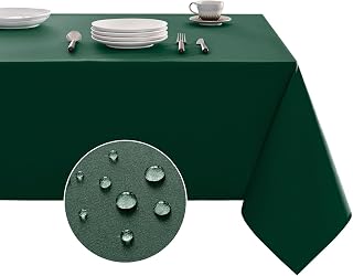 Veblandy Tablecloth Rectangle Waterproof Spill-Proof Wrinkle-Free Table Cloth Washable, Kitchen Dining Tabletop Decoration, Fabric Table Cover for Indoor and Outdoor Use, 60 x 84 Inch, Hunter Green