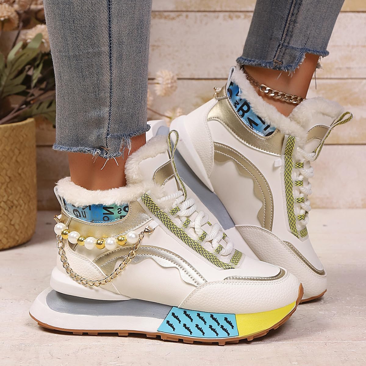 Women's Platform Colorful Fashion Sneakers Retro Colorblock Stylish Cute Chunky Walking Shoes