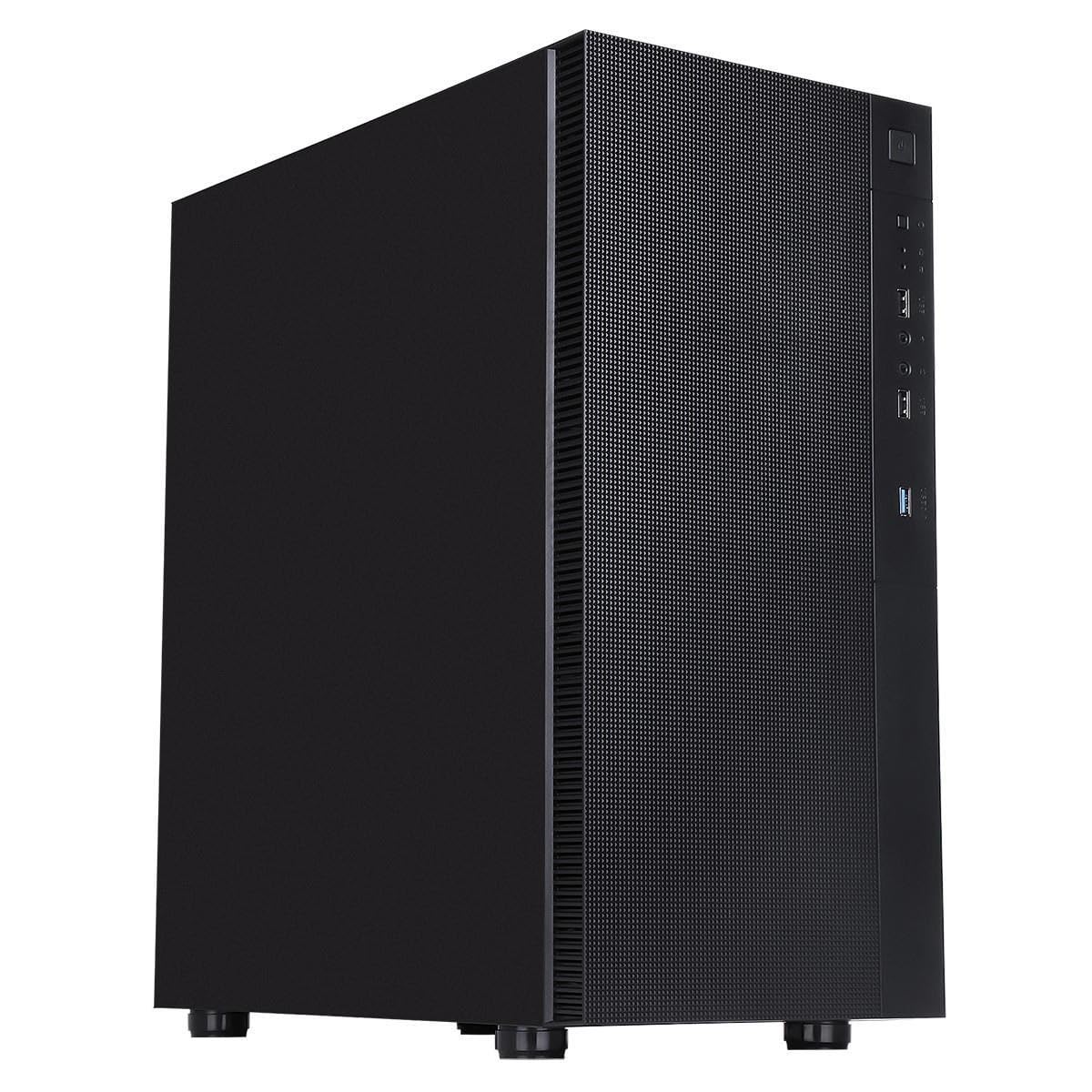 CiT Silent ES Mid-Tower Office PC Case – ATX, E-ATX Support - 2 x 120mm PWM Fans - Sound Dampening Panels - 360mm Liquid Cooling Support - USB 3.0 & USB 2.0 - Business Workstation PC Case | Black