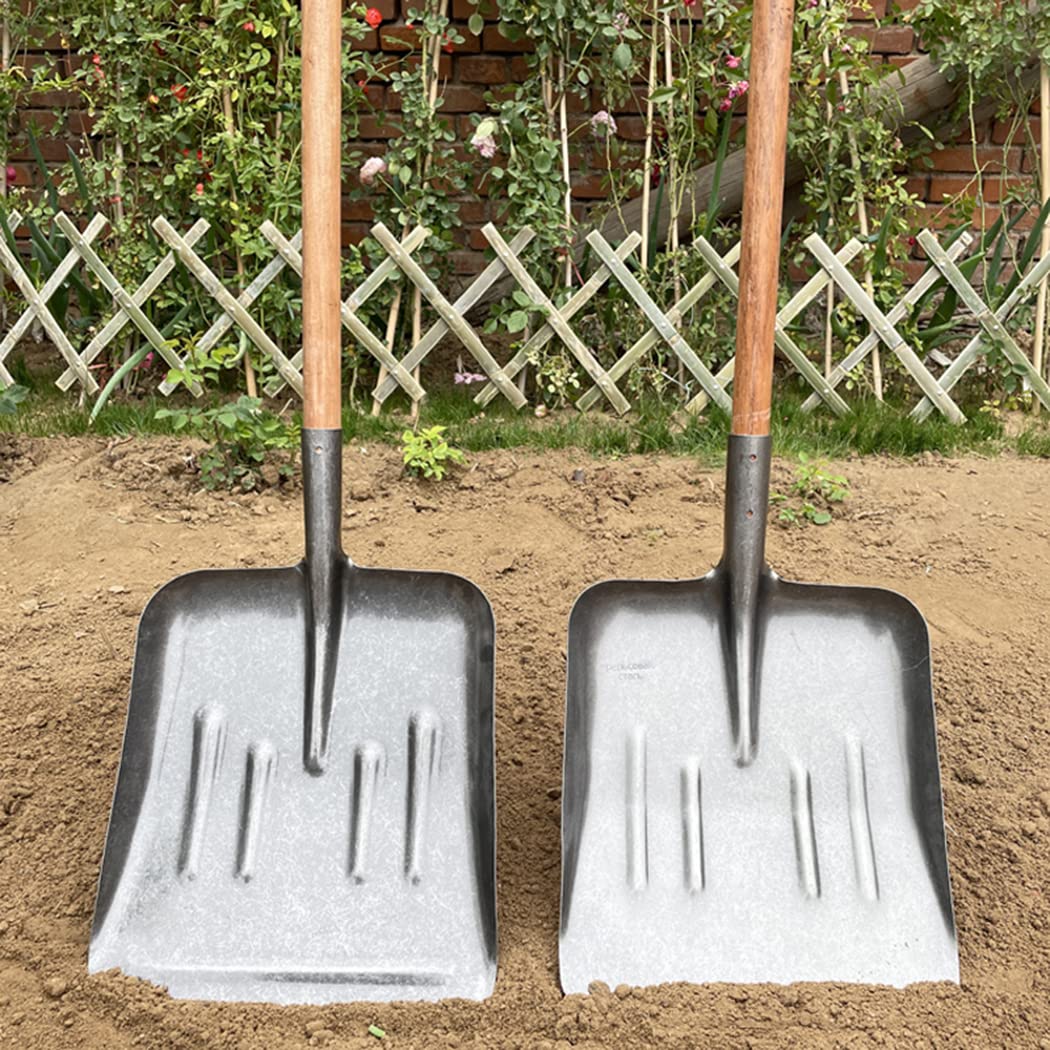 Pala de acero resistente para excavar, jardinería, remoción de nieve y limpieza de basura, hoja ancha con mango largo, herramienta duradera para exteriores