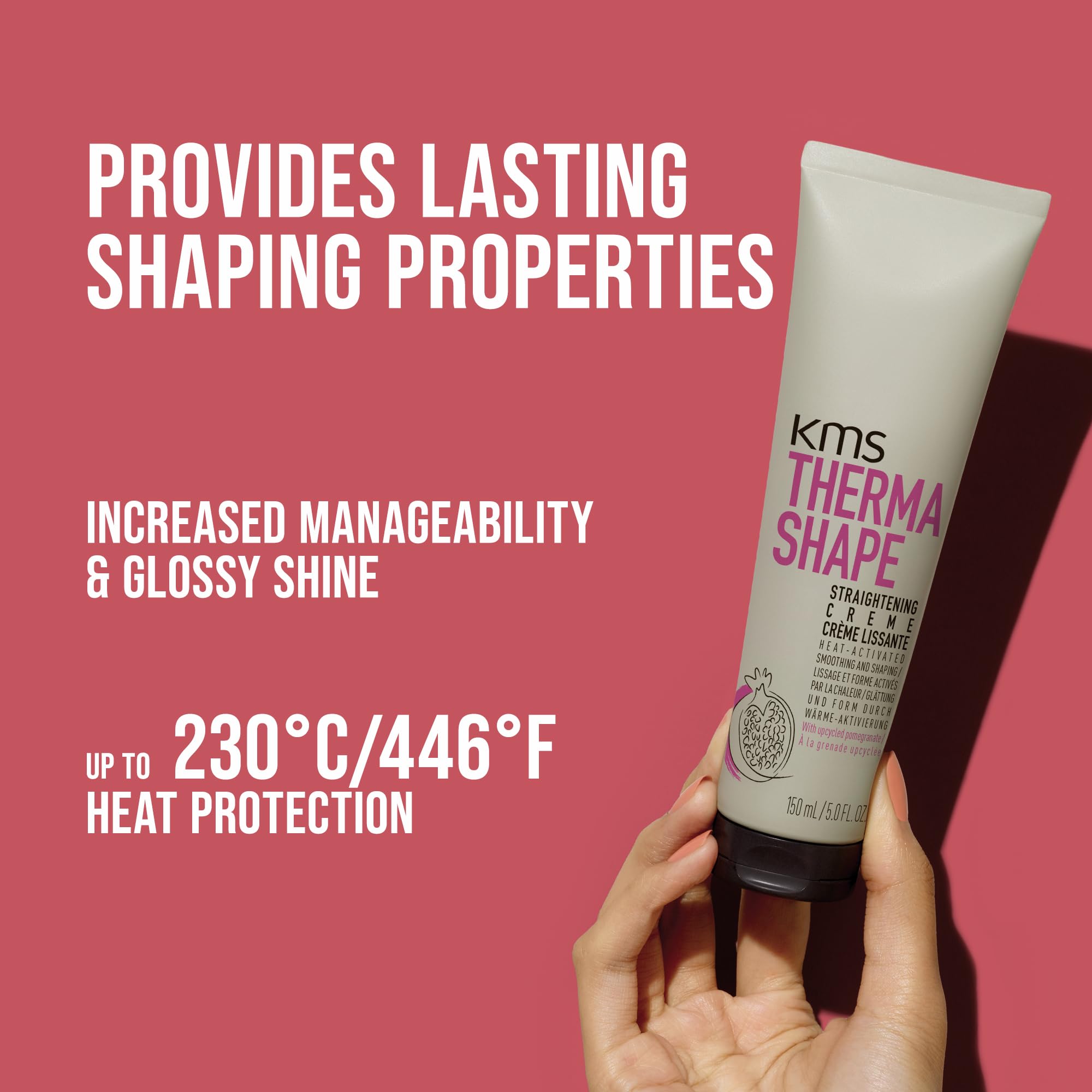 KMS ThermaShape - Crema lisciante per capelli lisci, controllo crespo e protezione dal calore, 150 ml
