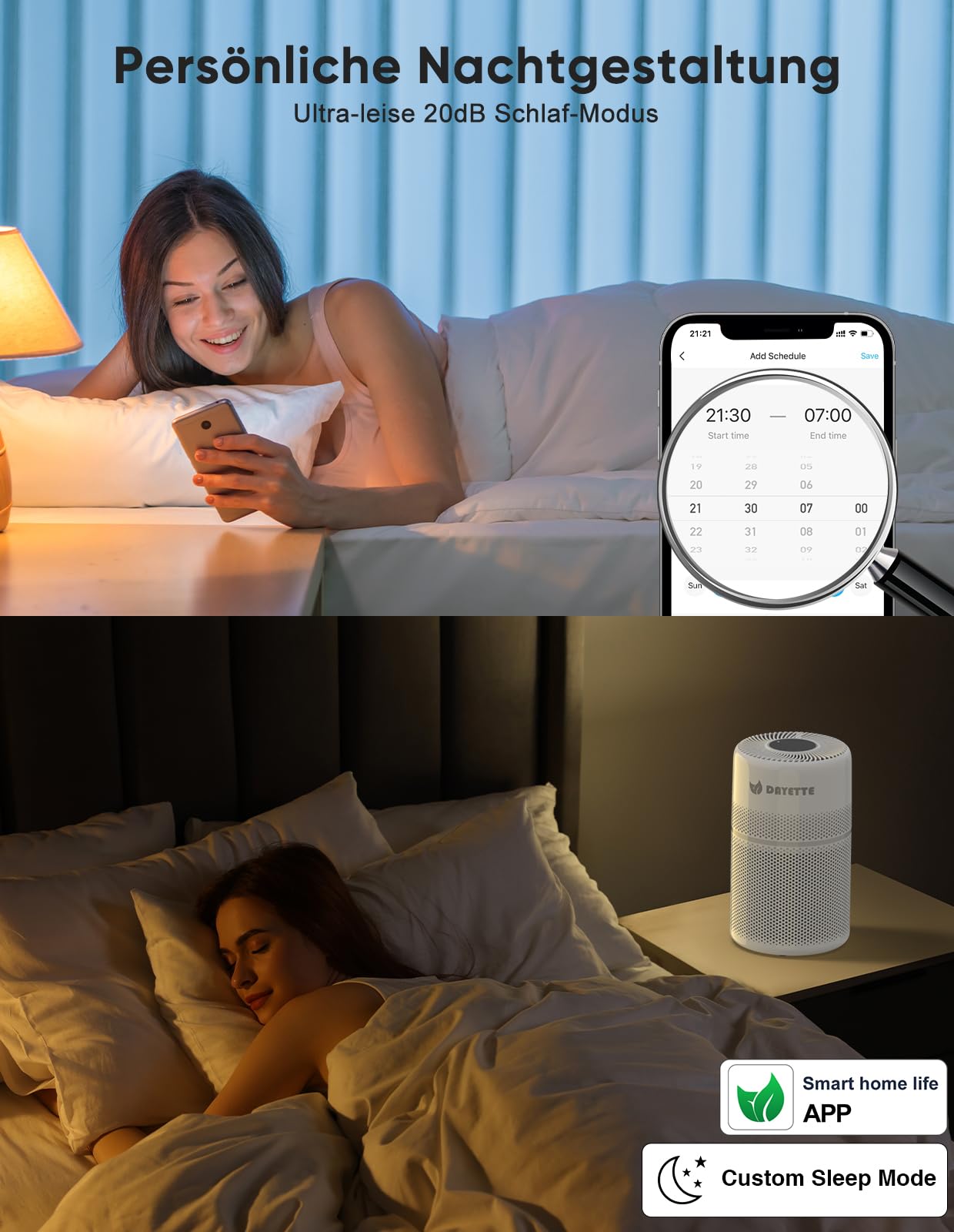 DAYETTE Purificateur d'air pour chambre à coucher et personnes souffrant