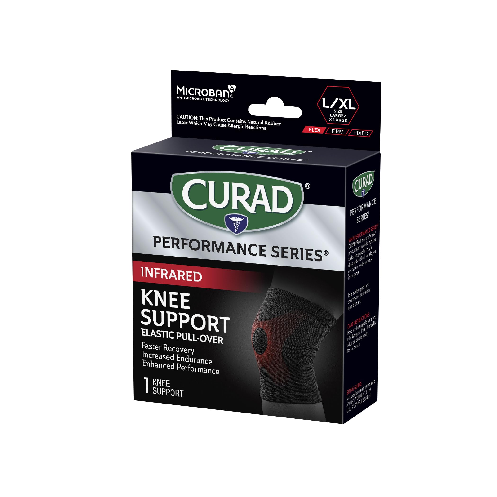 CURAD Performance Series Infrared Knee Support, Elastic Knee Sleeve for Pain Management, Compression Support for Recovery and Performance, Powered by CELLIANT Technology, Large/X-Large