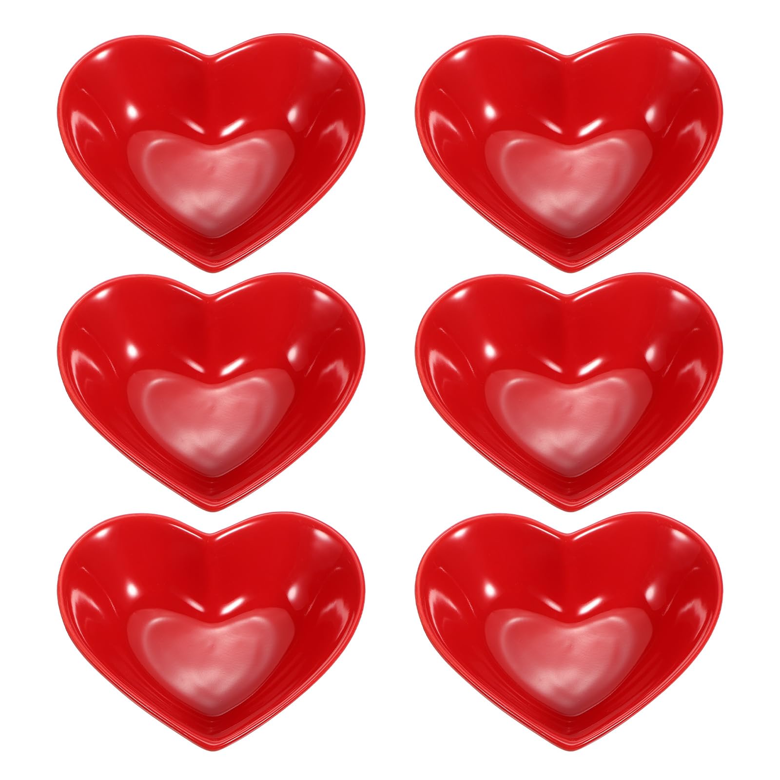 QUARKZMAN Platillo Cerámico En Forma De Corazón Rojo, Juego De 6 Platos De Porcelana De 5", Mini Platos Para Aperitivos Y Salsas Para Cocina Hogar Bodas Fiestas Restaurantes