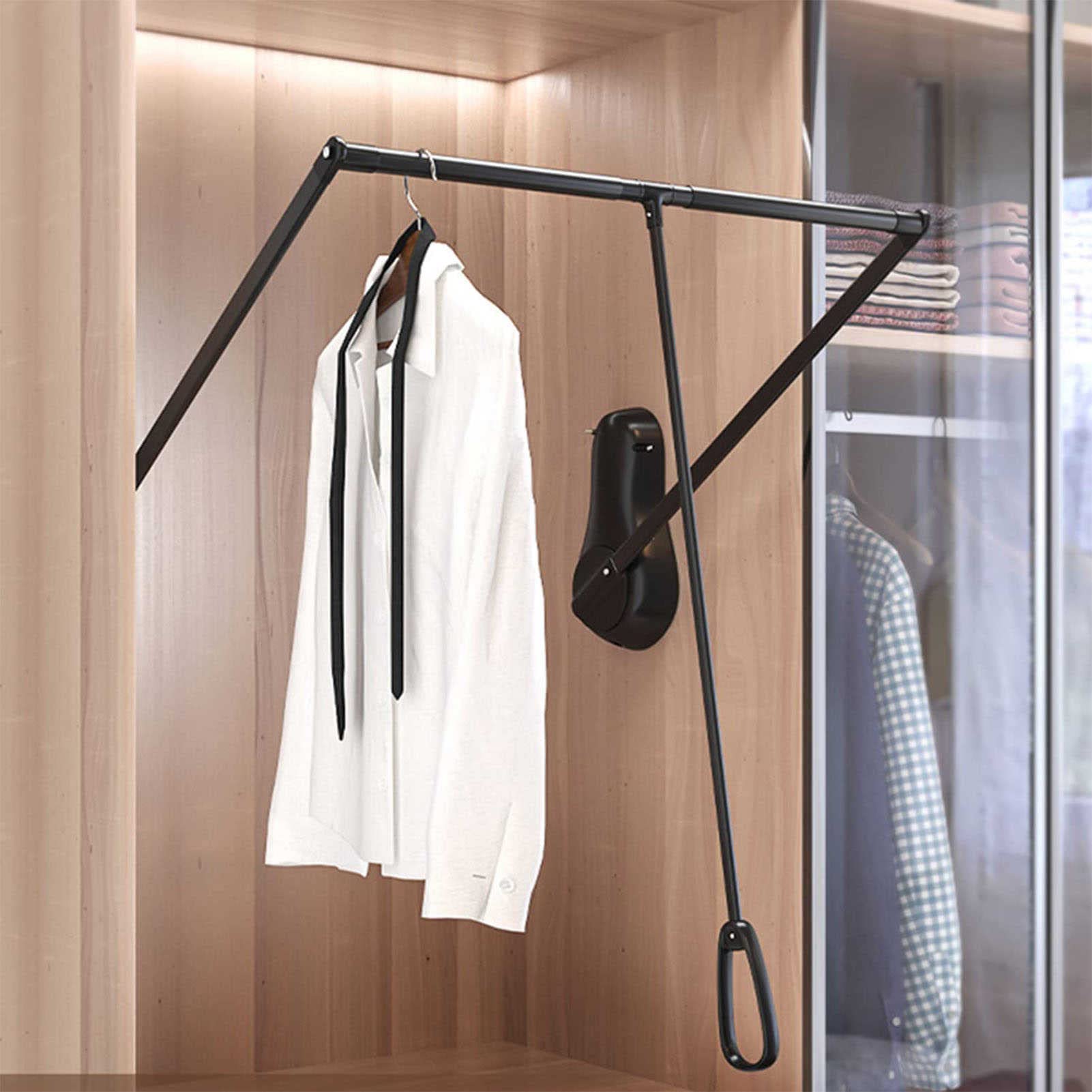 AYCDL Extendable Wardrobe Rail Lift - Heavy Duty Aluminium Pull-Down Closet Rod for Adjustable Wardrobe Hanr Sto System - for nizing Clothes and Accessories.,Color-510x650mm/20x26in