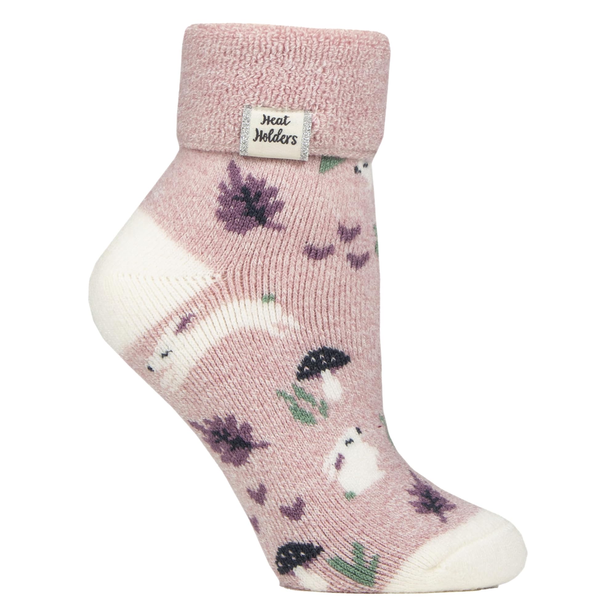 Heat Holders Women's Pink Bunnies Cosy Socks With Turn Over Cuff Warm Fluffy Lounge Socks For Winter (Uk, Numeric, 4, 8, Regular, Regular, )