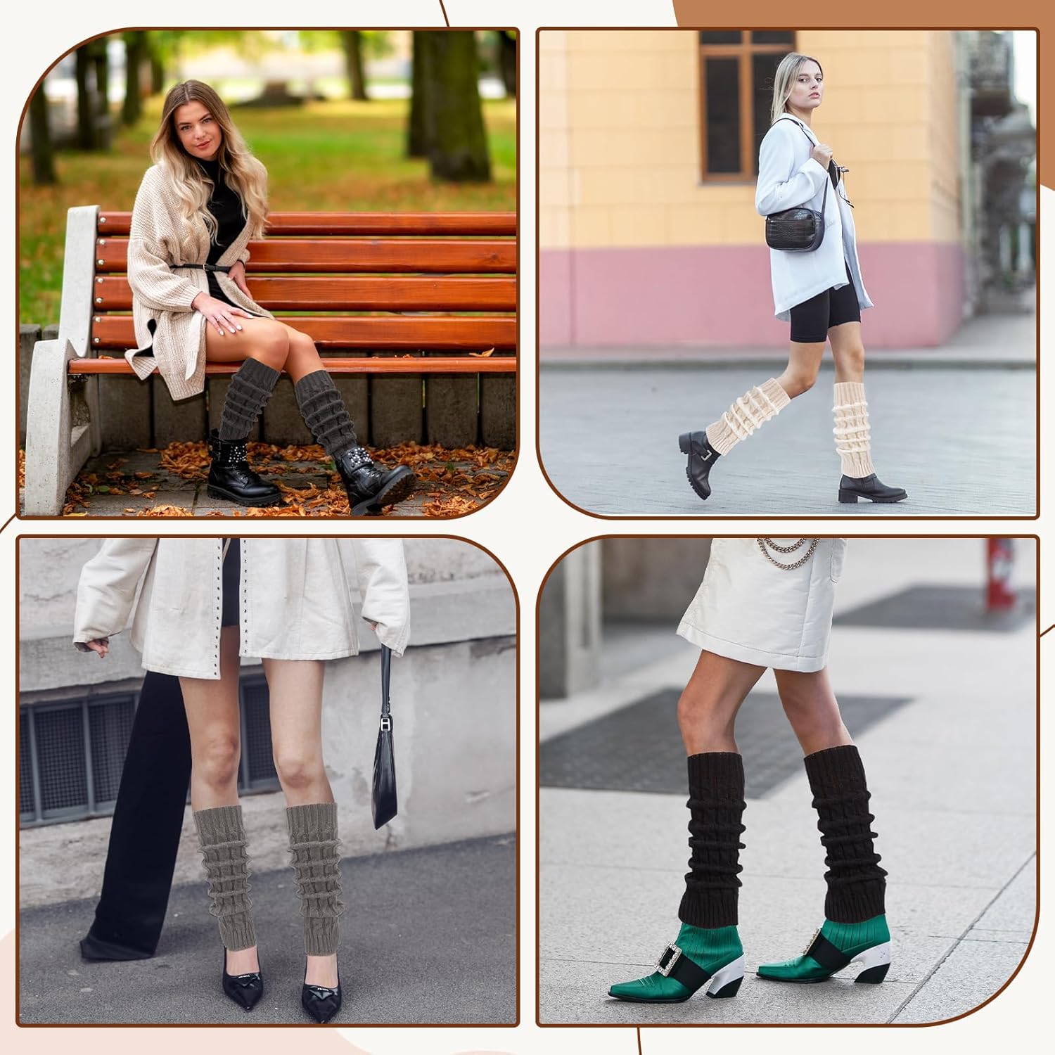 4 Pairs Crochet Leg Warmers for Women Cable Knit Leg Warmers Y2K Cute Legwarmers 80s Extra Soft Knitted Long Boot Socks for Women Lady Girls Dance Yoga Ballet Y2K Party - Image 7