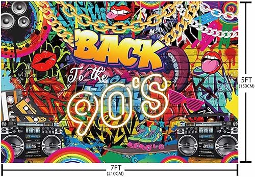 Miniatura 2 de Fondo retro de 7 x 5 pies, diseño retro de hip-hop, graffiti de los años 90, fondo de fotografía, disco de ladrillo, pared de ladrillo, hip hop,