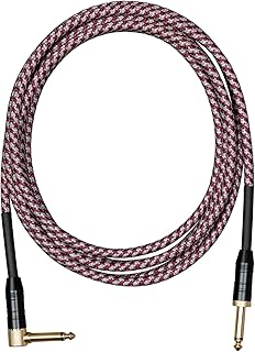 CASCHA Professional Line - Cable para guitarra (angular, 9 m), color rojo