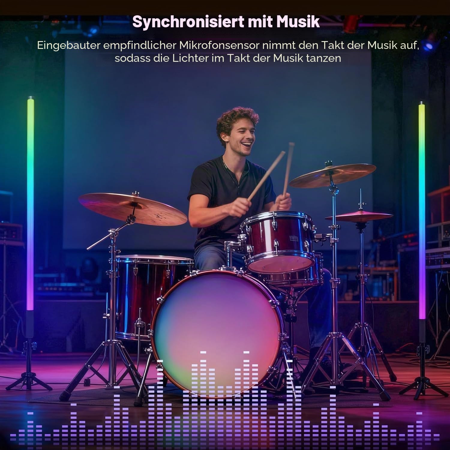 Mood1 Pro Tragbare LED-Videoleuchte,120 cm,Dimmbar und Speicher,Integrierter 5000-mAh-Akku,RGB-Fotolampe für YouTube,TikTok,Spiel-Streaming,Partybar,Fotografie