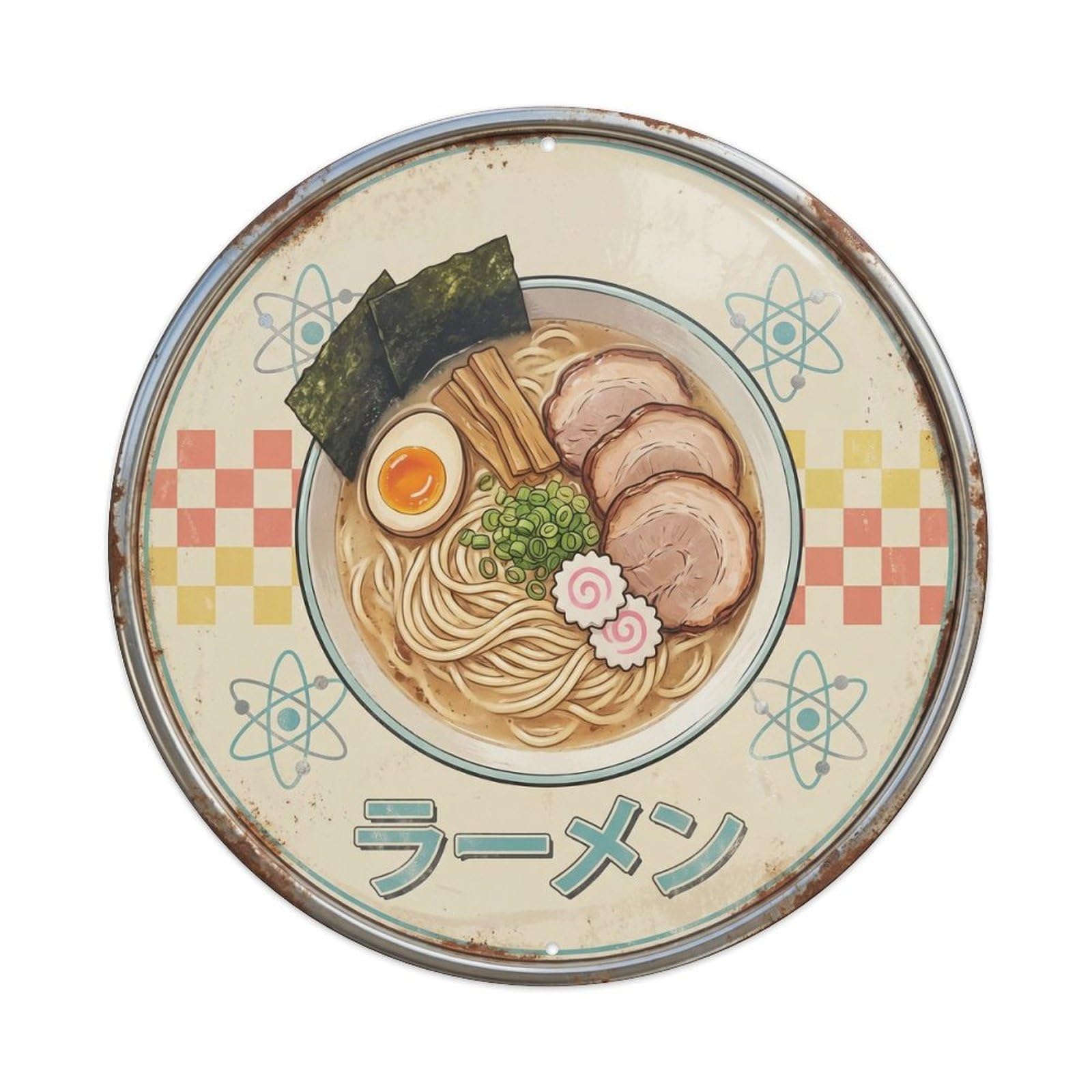 Cxhjca 8X8inch(20X20cm) Ramen Japanese Soup Bowl Vintage Diner Kitchen Cuisine Metal Tin Sign