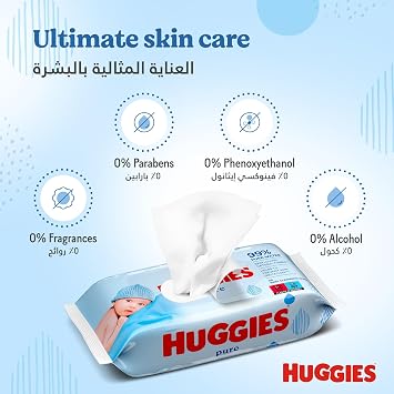 Huggies Pure Wipes Triple Pack, 192 Wipes