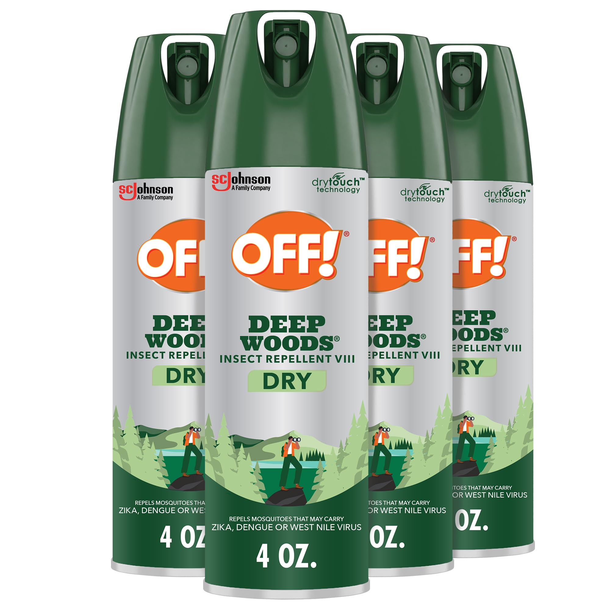 OFF! Deep Woods Insect Repellent Aerosol, Dry, Non-Greasy Formula, Bug Spray with Long Lasting Protection from Mosquitoes and Ticks, 4 Oz, 4 Count