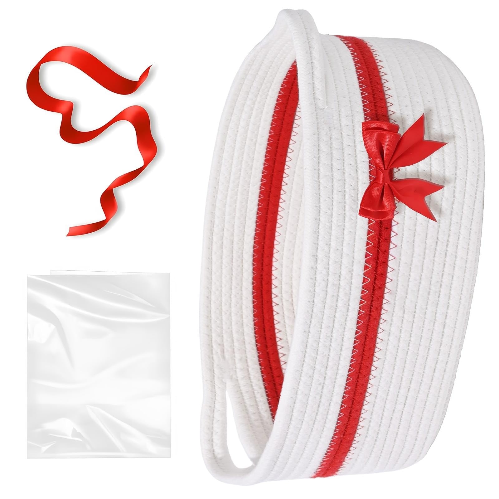 ordinarYone Hand Woven Cotton Rope Basket With Carrying Handle For Parties Weddings And Home Storage Container