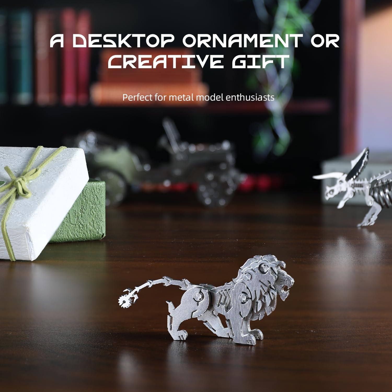 Barbary Lion 3D Metal Puzzle Model for Adults, DIY Wild Animal Building Model Kit with Tool, Metal Lion Puzzle Figurines for Man or 3D Building Enthusiasts Gift