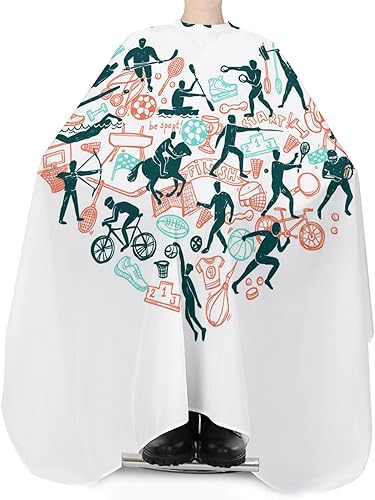 Miniatura 3 de Barber Cape Hair Cut Cape for Men Kids Non-Stick Hair Elastic Neck I Love Sport Healthy Exercise Salon Cape